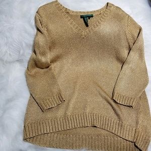 Lauren Ralph Lauren Gold Long Sleeve Sweater